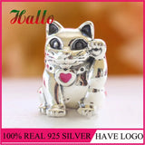 925 Silver Good Fortune Cat Charm Bead, Women's Bracelet Charms Jewelry