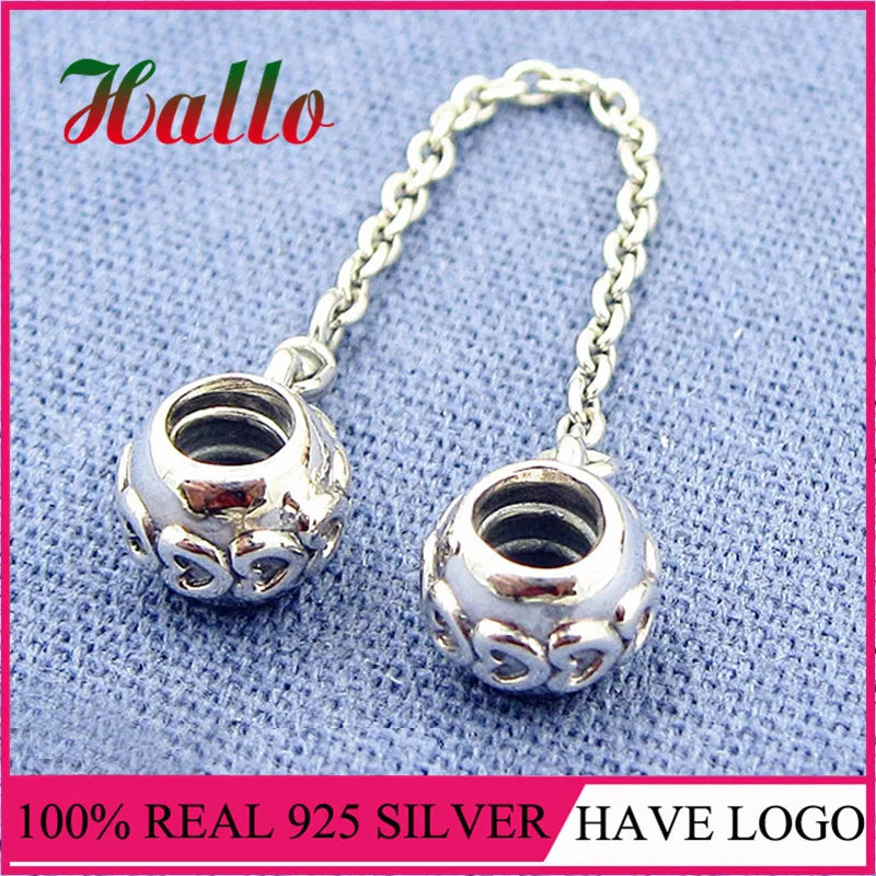 Silver 925 Safty Chain Charm Beads For Women Bracelet