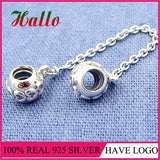 Silver 925 Safty Chain Charm Beads For Women Bracelet