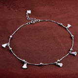 Solid Silver 925 Silver Anklet Woman Heart Pendant