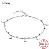 Solid Silver 925 Silver Anklet Woman Heart Pendant