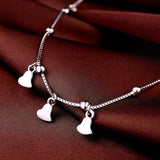 Solid Silver 925 Silver Anklet Woman Heart Pendant