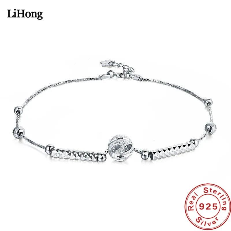 925 Silver Anklet Round Bead Scrub Anklet