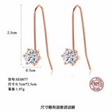 Silver S925 Sterling Silver Stud Earrings Rose Zircon Ear Studs