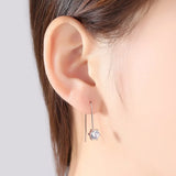 Silver S925 Sterling Silver Stud Earrings Rose Zircon Ear Studs