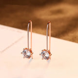 Silver S925 Sterling Silver Stud Earrings Rose Zircon Ear Studs