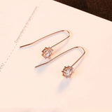 Silver S925 Sterling Silver Stud Earrings Rose Zircon Ear Studs
