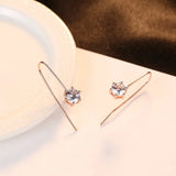 Silver S925 Sterling Silver Stud Earrings Rose Zircon Ear Studs