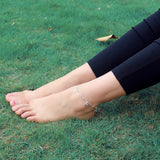 Solid Silver Women's Anklet Bead Snake Chain Ankle Jewelry