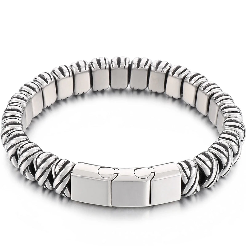 Stainless Steel Braided Bracelet 13MM Width Men's Leather Gift