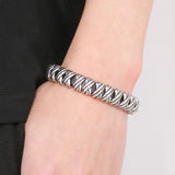 Stainless Steel Braided Bracelet 13MM Width Men's Leather Gift