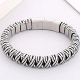 Stainless Steel Braided Bracelet 13MM Width Men's Leather Gift