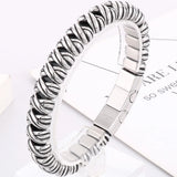 Stainless Steel Braided Bracelet 13MM Width Men's Leather Gift
