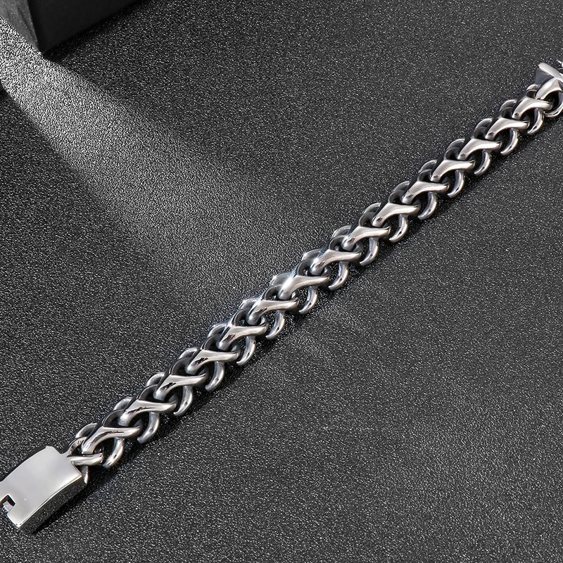 Stainless Steel Men's Bracelet Vintage Metal Bangles Father's Gift