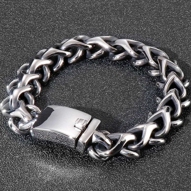 Stainless Steel Men's Bracelet Vintage Metal Bangles Father's Gift