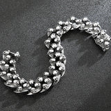 Stainless Steel Men's Skull Link Chain Bracelet for Punk Gothic Style