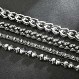 Stainless Steel Men's Skull Link Chain Bracelet for Punk Gothic Style