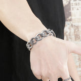 Stainless Steel Men's Skull Link Chain Bracelet for Punk Gothic Style