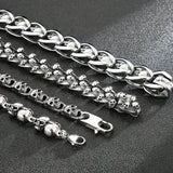 Stainless Steel Men's Skull Link Chain Bracelet for Punk Gothic Style