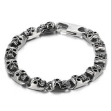 Stainless Steel Men's Skull Link Chain Bracelet for Punk Gothic Style