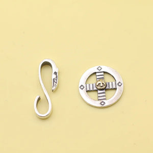 Vintage Indian Style Silver Eagle Hook & Round Wheel Clasp for Necklace