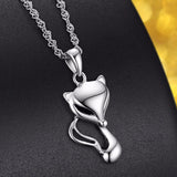 Sterling Silver Fox Charm Necklace for Women Fine Jewelry Party Valentines