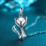 Sterling Silver Fox Charm Necklace for Women Fine Jewelry Party Valentines