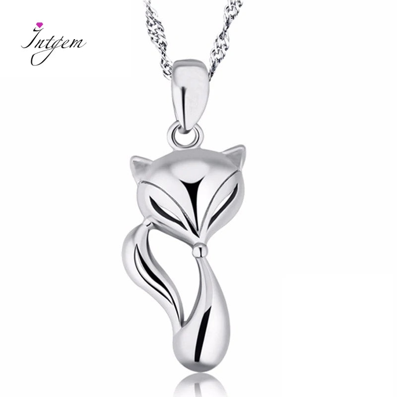 Sterling Silver Fox Charm Necklace for Women Fine Jewelry Party Valentines