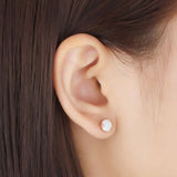 Sterling Silver Opal Shape Love Stud Earrings For Girls Jewelry