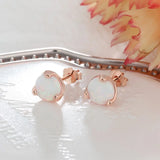 Sterling Silver Opal Shape Love Stud Earrings For Girls Jewelry