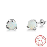 Sterling Silver Opal Shape Love Stud Earrings For Girls Jewelry