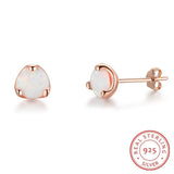 Sterling Silver Opal Shape Love Stud Earrings For Girls Jewelry