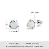 Sterling Silver Opal Shape Love Stud Earrings For Girls Jewelry