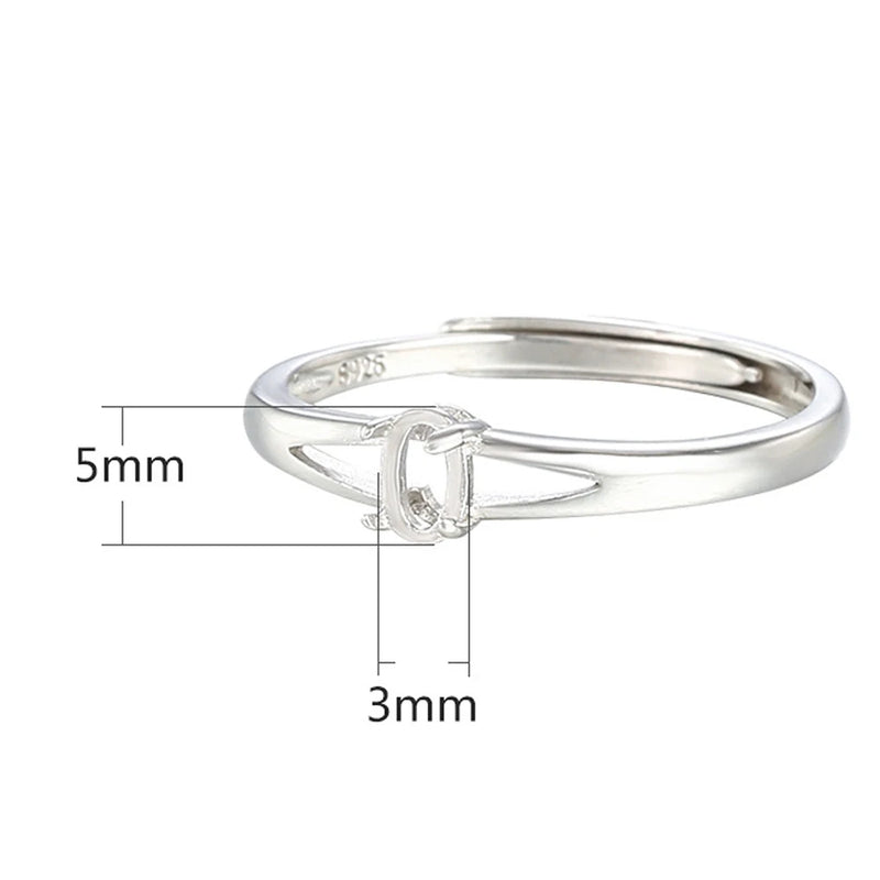 Sterling Silver Oval Stone Adjustable Ring Blank