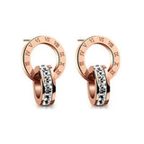 Sterling Silver Roman Numeral Earrings Rose Plated 925 Fine Jewelry