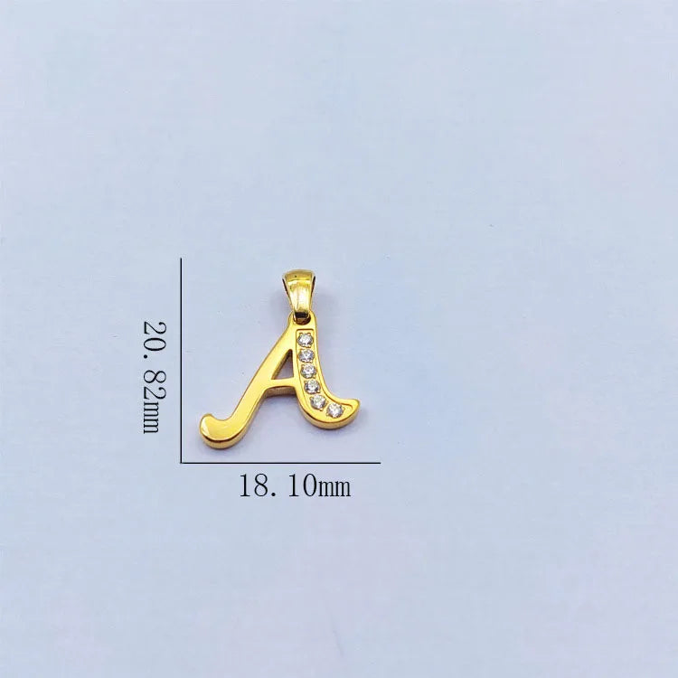 Titanium Alphabet Letter Pendant with Zircon DIY Jewelry Making