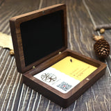 Solid Wood Walnut Flip Lid Business Card Ring Jewelry Box