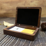 Solid Wood Walnut Flip Lid Business Card Ring Jewelry Box