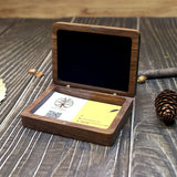 Solid Wood Walnut Flip Lid Business Card Ring Jewelry Box