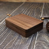 Solid Wood Walnut Flip Lid Business Card Ring Jewelry Box