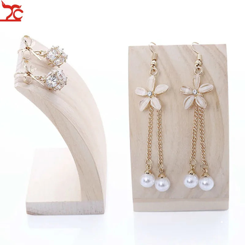 Solid Wood Circular Arc Earring Storage Rack Home Jewelry Display