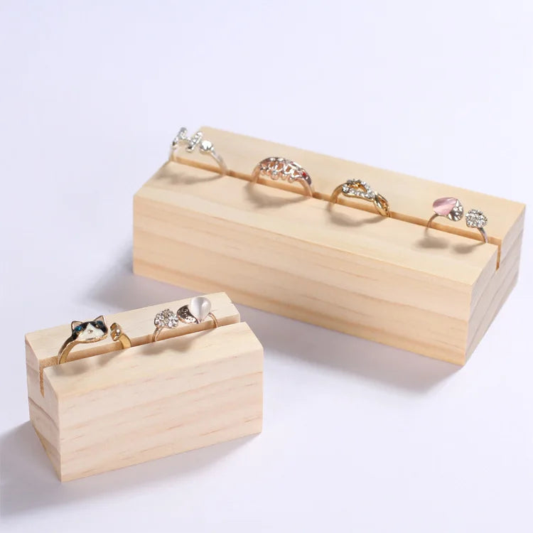 Solid Wood Earrings Card Slot Holder Jewelry Stand