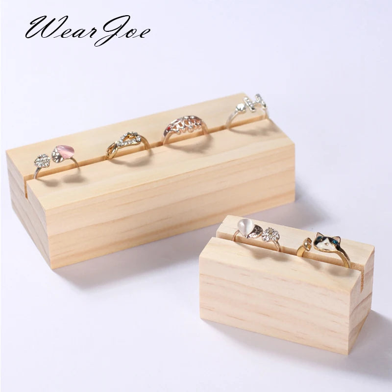 Solid Wood Earrings Card Slot Holder Jewelry Stand