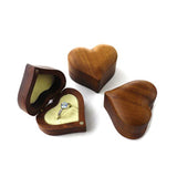 Solid Wood Heart Couple Wedding Engagement Ring Butt Box Gift Ring Jewelry Box