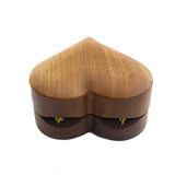 Solid Wood Heart Couple Wedding Engagement Ring Butt Box Gift Ring Jewelry Box