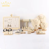 Solid Wood Jewelry Display Set Necklace Bracelet Ring Earrings Rack