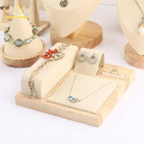 Solid Wood Jewelry Display Set Necklace Bracelet Ring Earrings Rack
