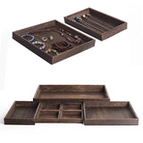 Wood Jewelry Display Rack Bracelet Watch Necklace Storage Tray Plate