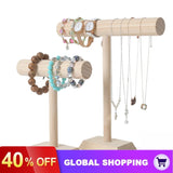 Wood Jewelry Display Rack Watch Storage Bracelet Necklace Display