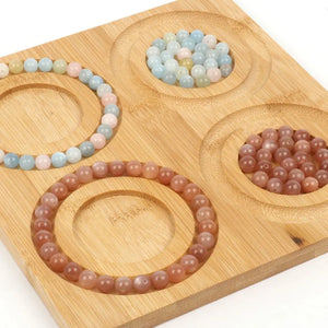 Wood Jewelry Tray Bracelets Rings Holder Display Plate Organizer